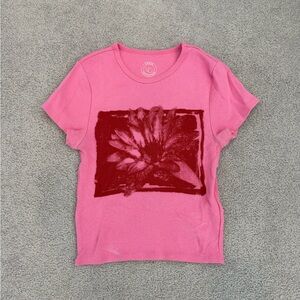 Urban Outfitters Pink Graphic Croppd T-Shirt